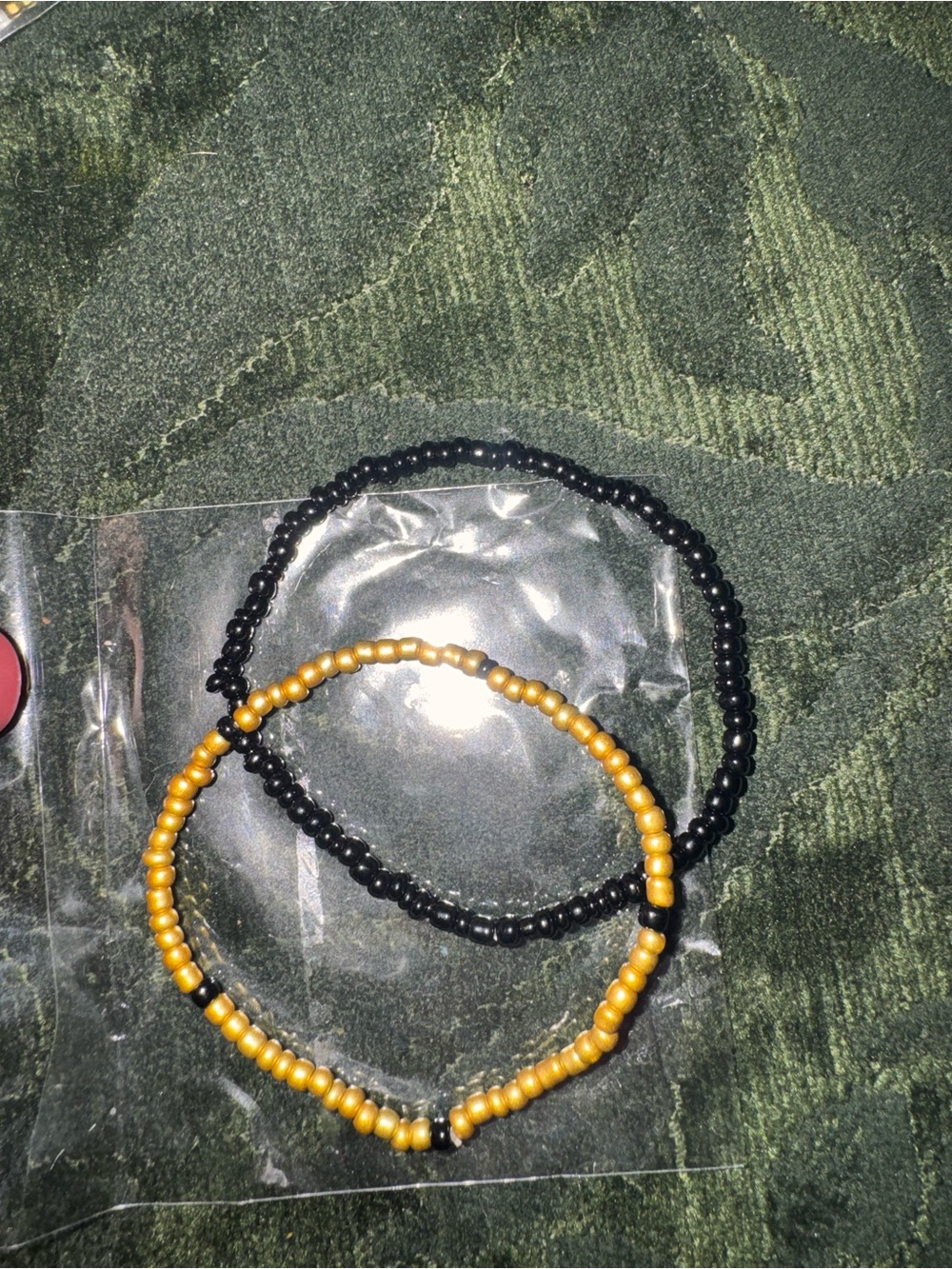 Beaded Bracelet Set - Black and Gold